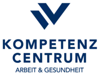 Logo des Kompetenz Centrum Arbeit & Gesundheit mit einem stilisierten blauen „W“ über dem Text.